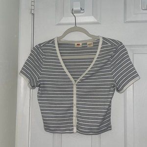 Levi's White & Blue Striped Women's T-Shirt